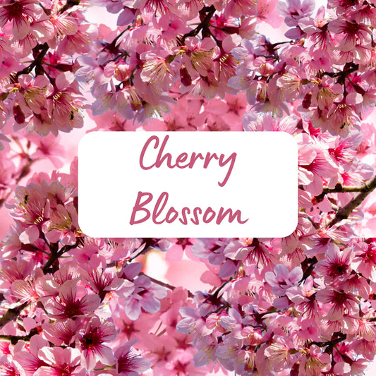 Cherry blossom flowers with a 'Cherry Blossom' label in the center.