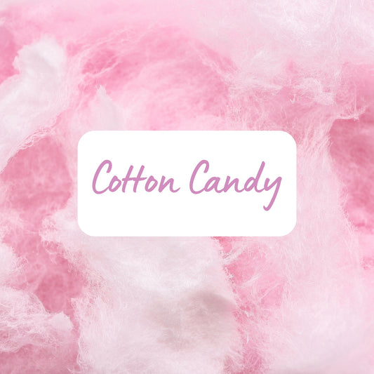 Pink cotton candy with a label in the center